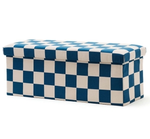 Kid's Concept - Pufa ze schowkiem w szachownicę - 80 cm, check teal