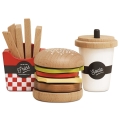 LE TOY VAN Drewniany zestaw 3w1 hamburger frytki napój