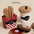 LE TOY VAN Drewniany zestaw 3w1 hamburger frytki napój