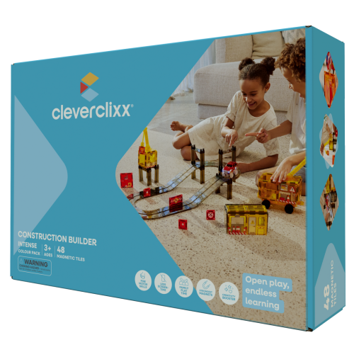 CLEVERCLIXX - klocki magnetyczne Construction Builder Pack Intense - 48 el.