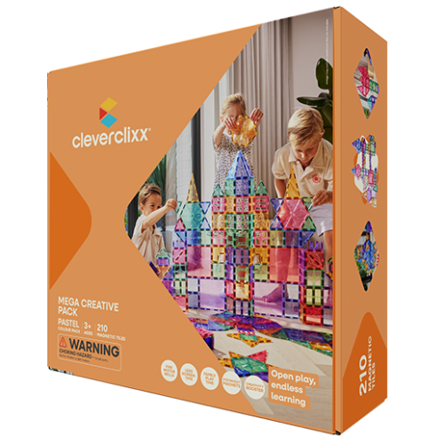 Cleverclixx - Klocki magnetyczne Mega Creative Pack Pastel - 210 el.