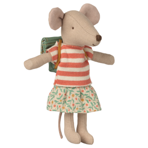 MAILEG Myszka rowerzystka 13cm - TRICYCLE BIG SISTER GREEN