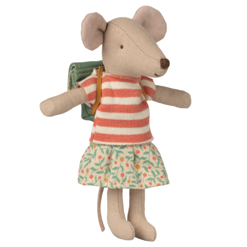 MAILEG Myszka rowerzystka 13cm - TRICYCLE BIG SISTER GREEN