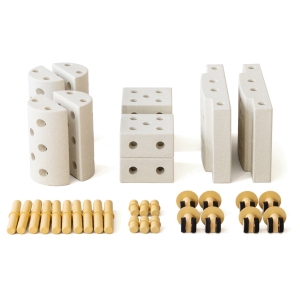MODU Education set, mały – kreatywne klocki rozwijające motorykę dużą, sand grey / honey yellow