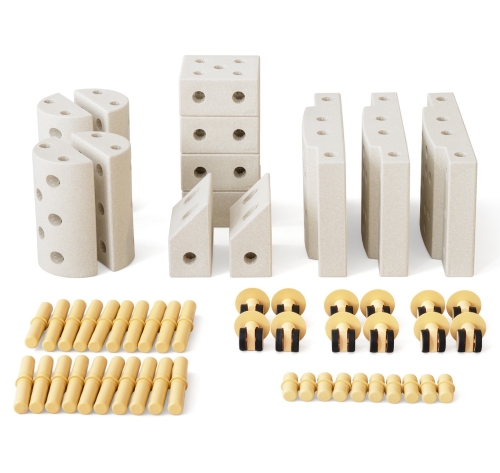 MODU Education set, duży – kreatywne klocki rozwijające motorykę dużą, sand grey / honey yellow