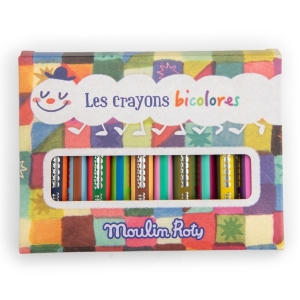 MOULIN ROTY Kredki dwukolorowe 12szt - LES PETITES MERVEILLES