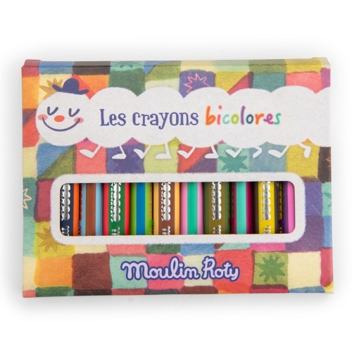 MOULIN ROTY Kredki dwukolorowe 12szt - LES PETITES MERVEILLES