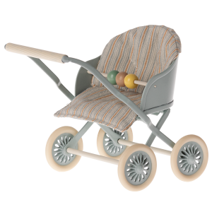 MAILEG Metalowy wózek dla myszek 9,5cm - STROLLER BLUE
